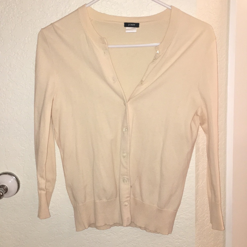 Cream J. Crew cardigan. Alabaster buttons.